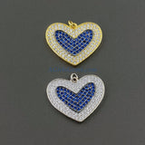 CZ Pave Blue Heart Charms, Pink CZ Love Heart Shapes Pendants #442, Gold Emerald Green Hearts