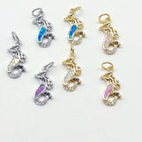 Tiny Mermaid Charms, Gold Silver CZ Micro Pave Pendants for Bracelets, Earrings