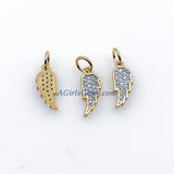 CZ Micro Pave Angel Wings, Star, Horn Tiny Charms Starburst Pendant