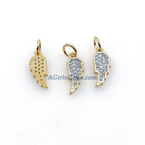 CZ Micro Pave Angel Wings, Star, Horn Tiny Charms Starburst Pendant