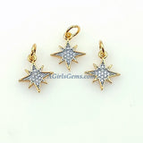 CZ Micro Pave Angel Wings, Star, Horn Tiny Charms Starburst Pendant # 441