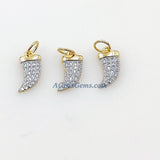 CZ Micro Pave Angel Wings, Star, Horn Tiny Charms Starburst Pendant # 441