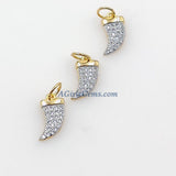 CZ Micro Pave Horn, Angel Wings, Stars Tiny Charms Starburst Pendant