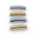 CZ Micro Pave Bar Tube for Bracelets, Gold Big Hole Tube Beads, Large Hole Bracelet Spacer Focal Charms