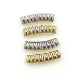 CZ Micro Pave Bar Tube for Bracelets, Gold Big Hole Tube Beads, Large Hole Bracelet Spacer Focal Charms