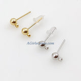 4 mm Round Ball Earrings 20 pcs, Rose, Gold