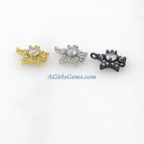 CZ Micro Pave Star Connectors Charm - 3 pcs Tiny Starburst, 2 Loops Tiny Mini Shooting Star, Gold/Silver/Black 10 x 12 mm Earrings/Necklaces