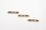 Long Bar Connector, CZ Micro Pave Gold Rainbow Bar Stick, LGBT Pride Minimalist Links