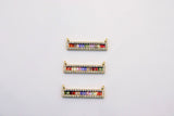 Long Bar Connector, CZ Micro Pave Gold Rainbow Bar Stick, LGBT Pride Minimalist Links