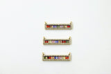 Long Bar Connector, CZ Micro Pave Gold Rainbow Bar Stick, LGBT Pride Minimalist Links