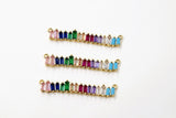 Long Bar Connector, CZ Micro Pave Gold Rainbow Bar Stick, LGBT Pride Baguette Necklace Links