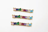 Long Bar Connector, CZ Micro Pave Gold Rainbow Bar Stick, LGBT Pride Baguette Necklace Links