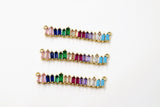 Long Bar Connector, CZ Micro Pave Gold Rainbow Bar Stick, LGBT Pride Baguette Necklace Links