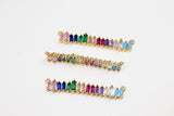 Long Bar Connector, CZ Micro Pave Gold Rainbow Bar Stick, LGBT Pride Baguette Necklace Links