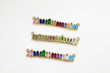 Long Bar Connector, CZ Micro Pave Gold Rainbow Bar Stick, LGBT Pride Baguette Necklace Links