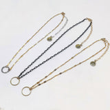 14 K Gold O Ring Choker , 925 Sterling Silver, Black Elegant Best Friends Collars