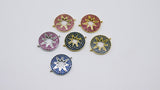 CZ Micro Pave Starburst Connectors, Gold Star Links for Bracelets, Rainbow Choker