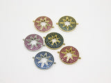 CZ Micro Pave Starburst Connectors, Gold Star Links for Bracelets, Rainbow Choker