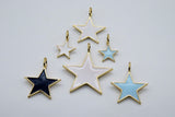 Star Charms and Pendants, Small Large Gold Starburst in White # 713, Black or Baby Blue Enamel Big Hole Bails