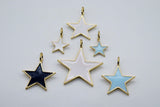 Star Charms and Pendants, Small or Large Gold Starburst Black or Red #2650, Enamel Large Hole Bails
