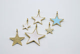 Star Charms and Pendants, Small or Large Gold Starburst in White, Black or Baby Blue Enamel Big Hole Bails