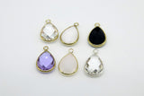 Teardrop Charm Connectors, 2 Pcs Oval Charms Gold Plated White/Black/Purple/Clear Pendants for DIY Earrings/Bracelet/Necklace