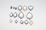 Teardrop Charm Connectors, 2 Pcs Oval Charms Rose Gold or Black Charms and Links for DIY Earrings, Bracelet