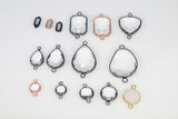 Teardrop Charm Connectors, 2 Pcs Oval Charms Rose Gold or Black Charms and Links for DIY Earrings, Bracelet