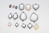 Teardrop Charm Connectors, 2 Pcs Oval Charms Rose Gold or Black Charms and Links for DIY Earrings, Bracelet