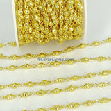 Gold Beaded Rosary Chain, Religious Chain for Jewelry CH #232, 4 mm Round Metal Beads