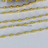 Gold Beaded Rosary Chain, Religious Chain for Jewelry CH #232, 4 mm Round Metal Beads