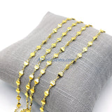 Silver Beaded Chain, Jewelry 4 mm Oblong Oval Metal Beaded Flat Moroccan Style Beads CH #228, Soldered Links Gold/Silver Plated