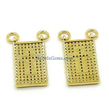 CZ Pave Blue Cross Scapular, Gold Pink Style Rectangle Charms, AG 447