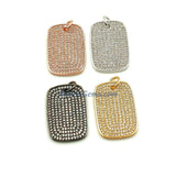 Pave Rectangle Pendants, CZ Micro Pave CZ Charms #612, Oblong Dog Tags