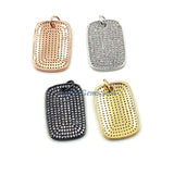 Mini Dog Tag Charms, Tiny CZ Pave Rectangle Rose Gold #934, Gold