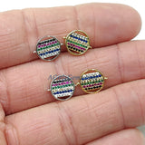 Long Bar Connector, CZ Micro Pave Gold Rainbow Bar Stick, LGBT Pride Minimalist Curved Links