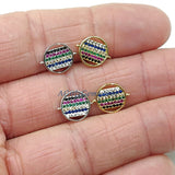 Long Bar Connector, CZ Micro Pave Gold Rainbow Bar Stick, LGBT Pride Minimalist Curved Links