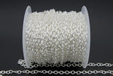 Large Silver Cable Chain, 4 x 6 mm Necklace Chain CH #253, Gunmetal Black Plated Oval Chain