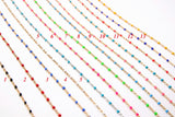 Enamel Satellite Chain, Gold Dainty Tiny Beaded By the Yard Unfinished Chains, 18 Neon LGBT Colors