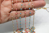 Enamel Satellite Chain, Pink, Baby Blue