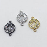 CZ Micro Pave Cross Connector Beads, 11  x 16 mm Cubic Zirconia Spacer Links Focal # 491, Gold or Silver Plated Charm