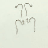 Silver Ear Hooks, Earring Findings Surgical Stainless Steel Earwires, Open Loop Fish Hooks or Ball End Earring Components Bulk Wholesale
