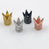 CZ Micro Pave Crown Shaped Beads, 3 Pcs King Crown Spacer #517, Beaded Bracelets Necklaces