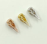 CZ Micro Pave Crow Raven Skull Head Bead, Bird Shaped Head with 5 mm CZ Eyes Charms 18 k Rose, Gold