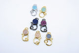 CZ Micro Pave Lobster Clasps, Blue Turquoise, Fuchsia