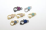 CZ Micro Pave Lobster Clasps, Blue Turquoise, Fuchsia