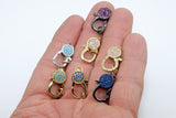 CZ Micro Pave Lobster Clasps, Blue Turquoise, Fuchsia - Fuchsia/Black