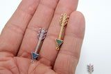 CZ Micro Pave Arrow Connectors, Gold, Silver Arrowhead Rainbow Cubic Zirconia