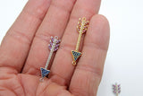 CZ Micro Pave Arrow Connectors, Gold, Silver Arrowhead Rainbow Cubic Zirconia