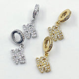 Tiny Opal I Love You Charms, Gold CZ Micro Pave Large Hole Bail Rings, Silver Big Hole LOVE Bracelets